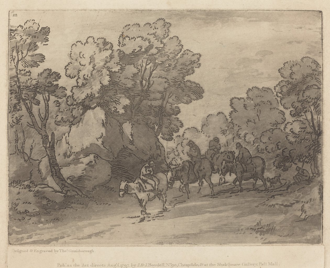 Biniciler ile ormanlık manzara by Thomas Gainsborough