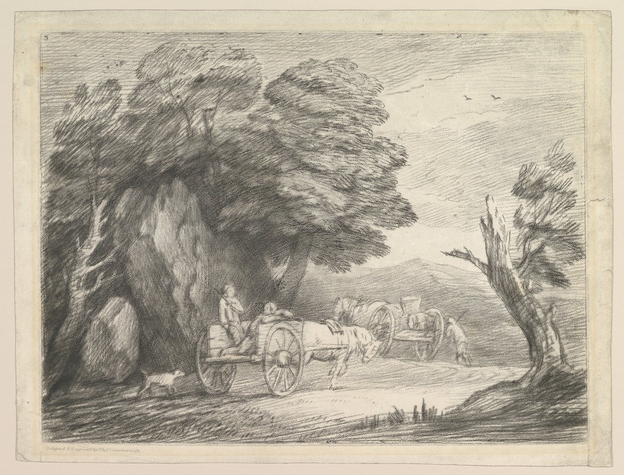İki Ülke Arabası ve Figürlü Ormanlık Peyzaj, 1 Ağustos 1797. by Thomas Gainsborough