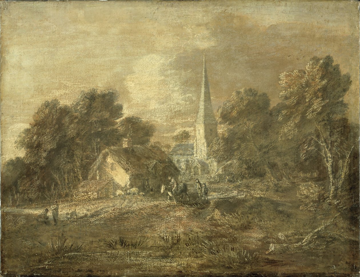 Köy manzarası ile ormanlık manzara, erken 1770-72 by Thomas Gainsborough