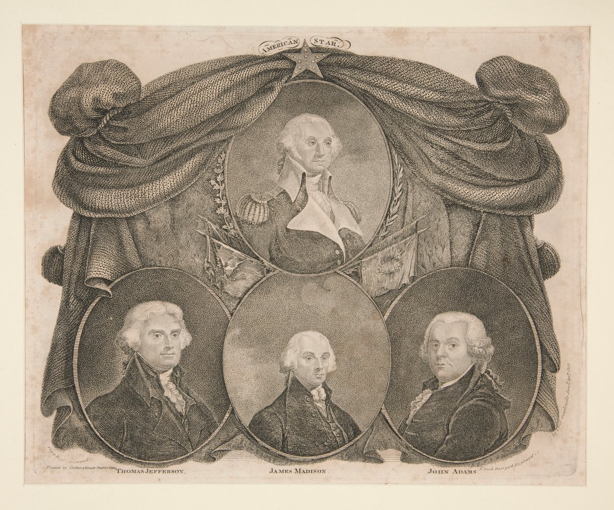Amerikan Yıldızı, Washington, Jefferson, Madison ve Adams by Thomas Gimbrede
