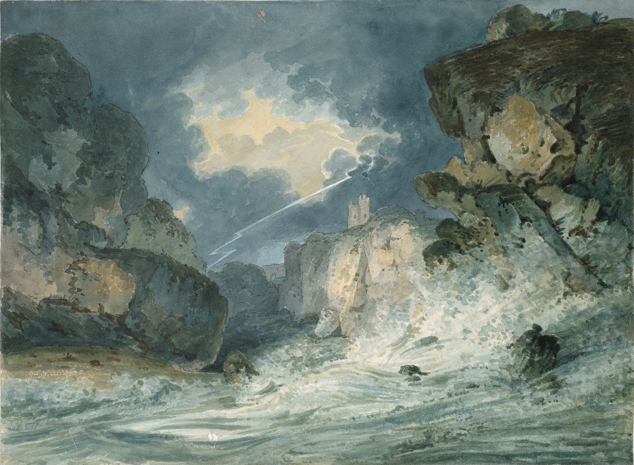 Dunstanburgh Kalesi, Northumberland, Fırtınada, c1794 by Thomas Girtin