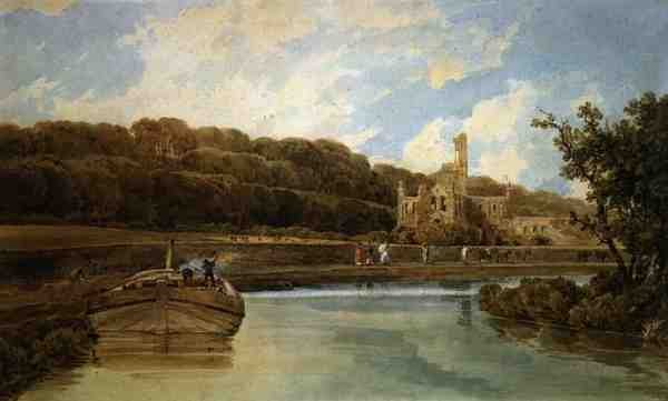 Kirkstall Manastırı, Yorkshire (kağıt üzerine suluboya) by Thomas Girtin