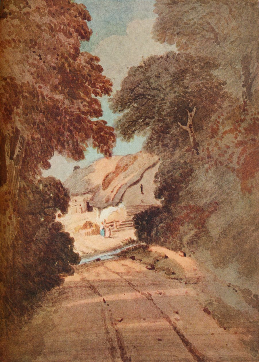 Lane ve Kulübeler, c1800 by Thomas Girtin