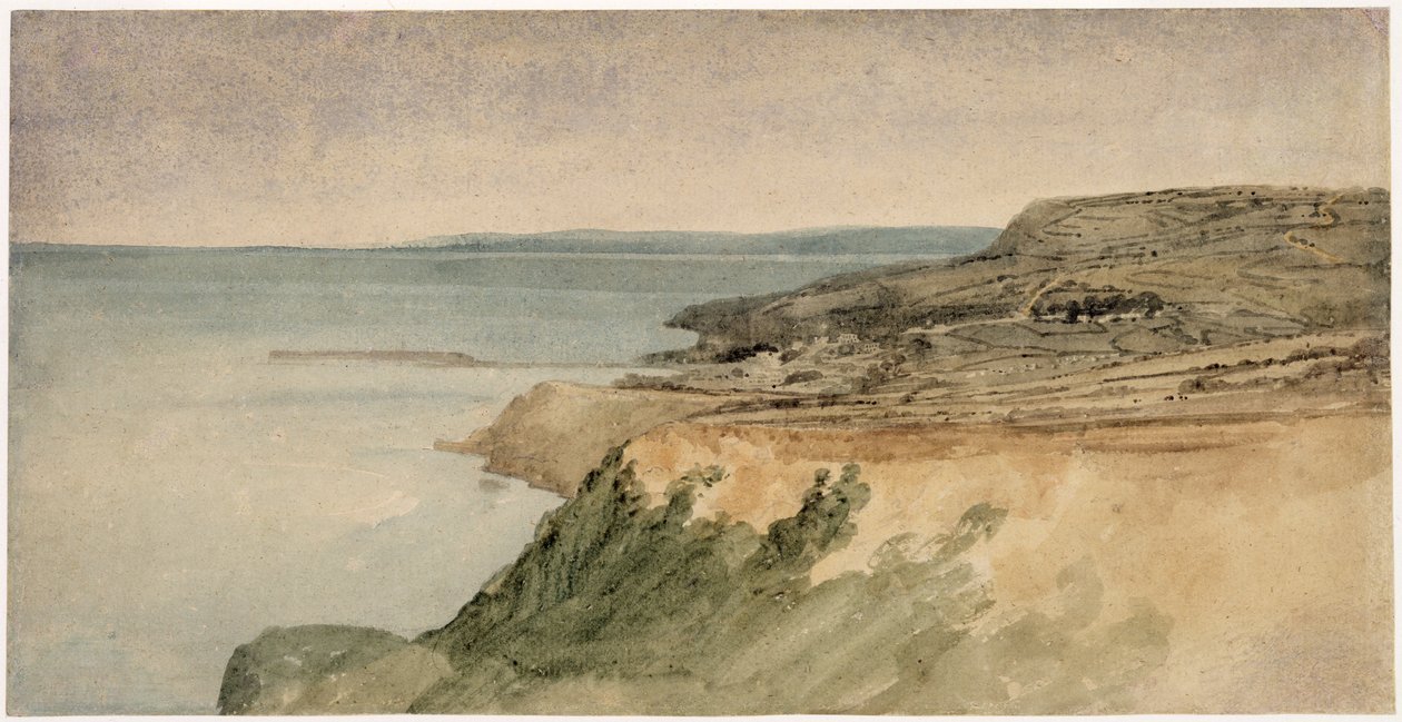 Lyme Regis, Dorset, c.1797 (dokulu kağıt üzerinde kurşun kalem üzerinde wc) by Thomas Girtin