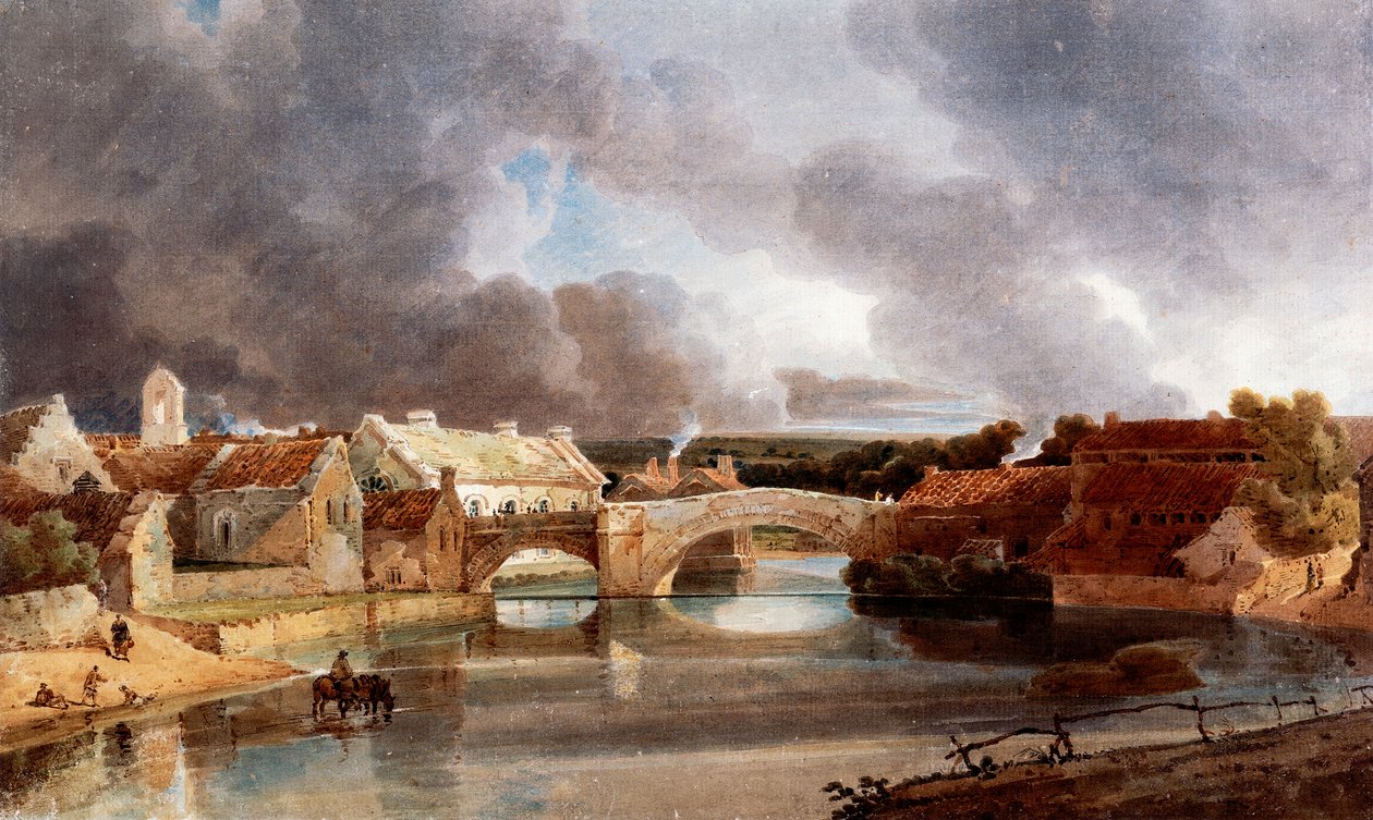 Morpeth Köprüsü, yaklaşık 1802 (Mürekkep ve sulu boya) by Thomas Girtin