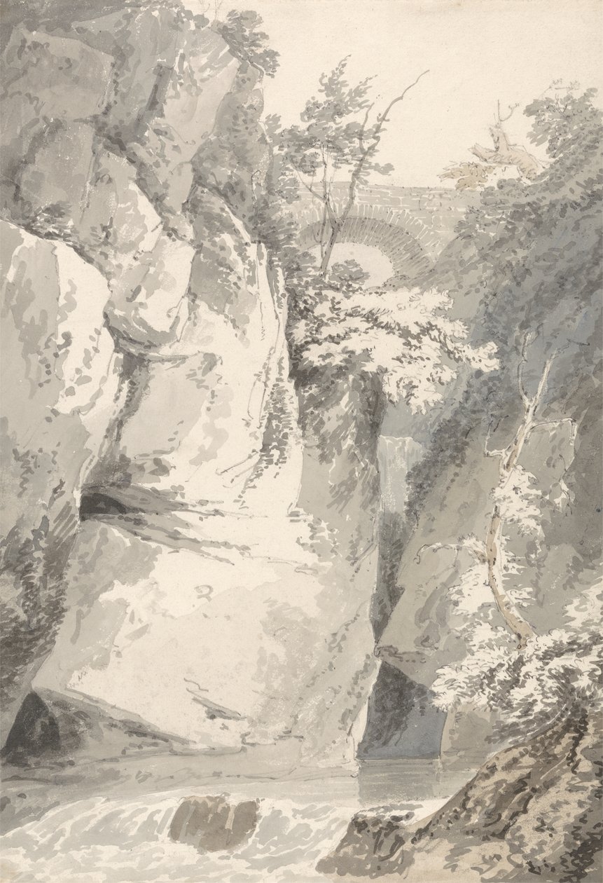 Lago di Como Kıyılarında, c.1796 (kağıt üzerinde grafit üzerinde yıkayın) by Thomas Girtin