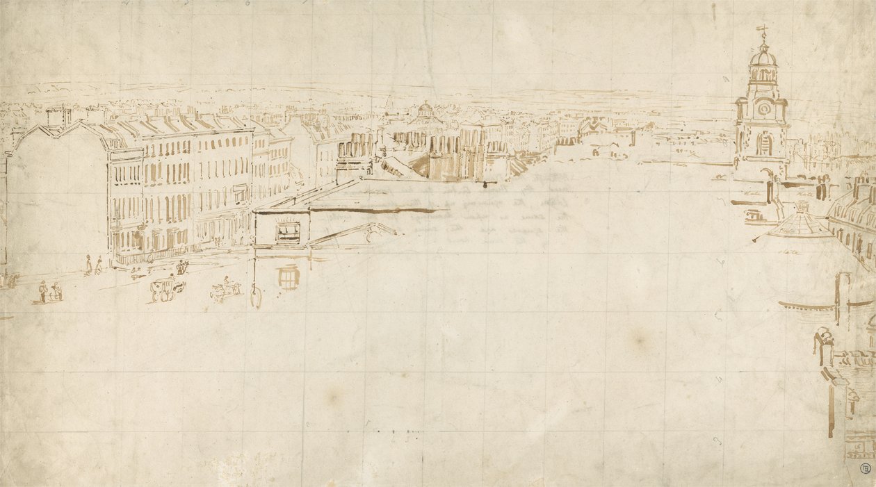 Eidometropolis için eskiz, c.1801 (kağıt üzerine mürekkep) by Thomas Girtin