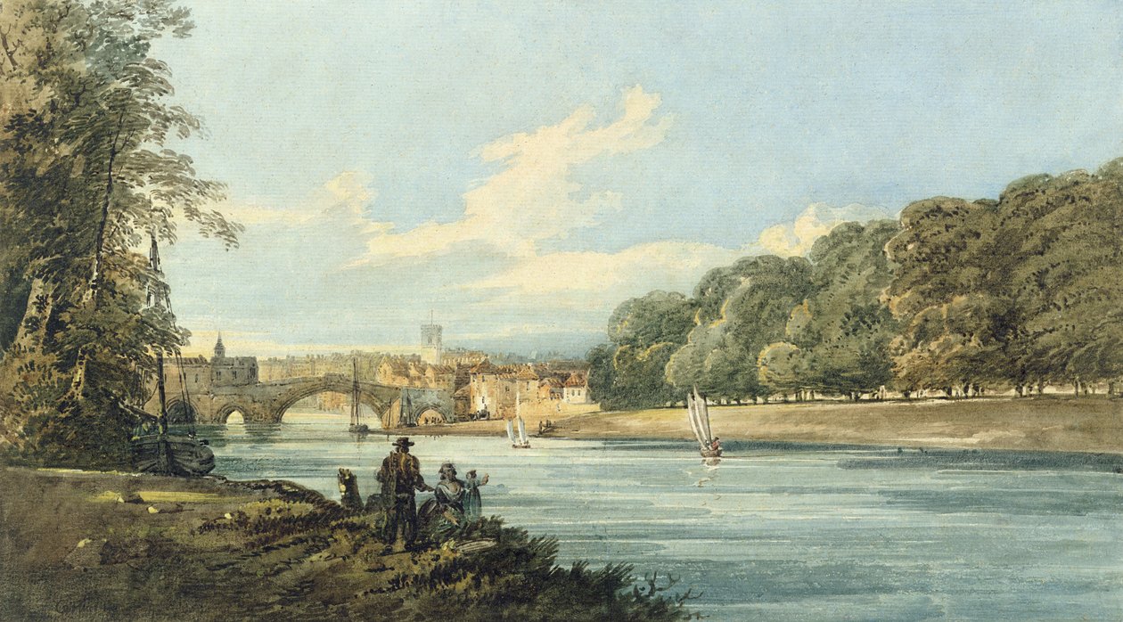 The New Walk, York, c.1798 (kağıt üzerine kurşun kalem ve sulu boya) by Thomas Girtin