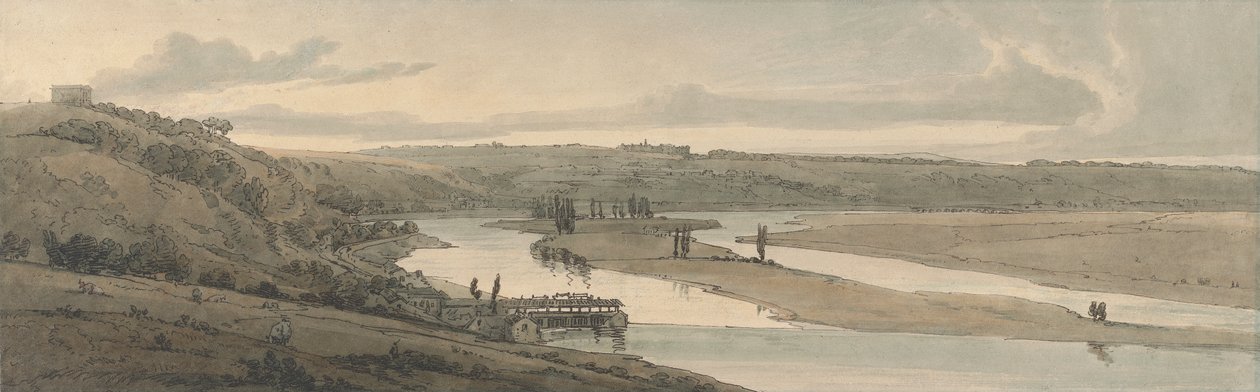 Uzaktan Görülen Marly ve St. Germain-en-Laye'deki Su İşleri by Thomas Girtin