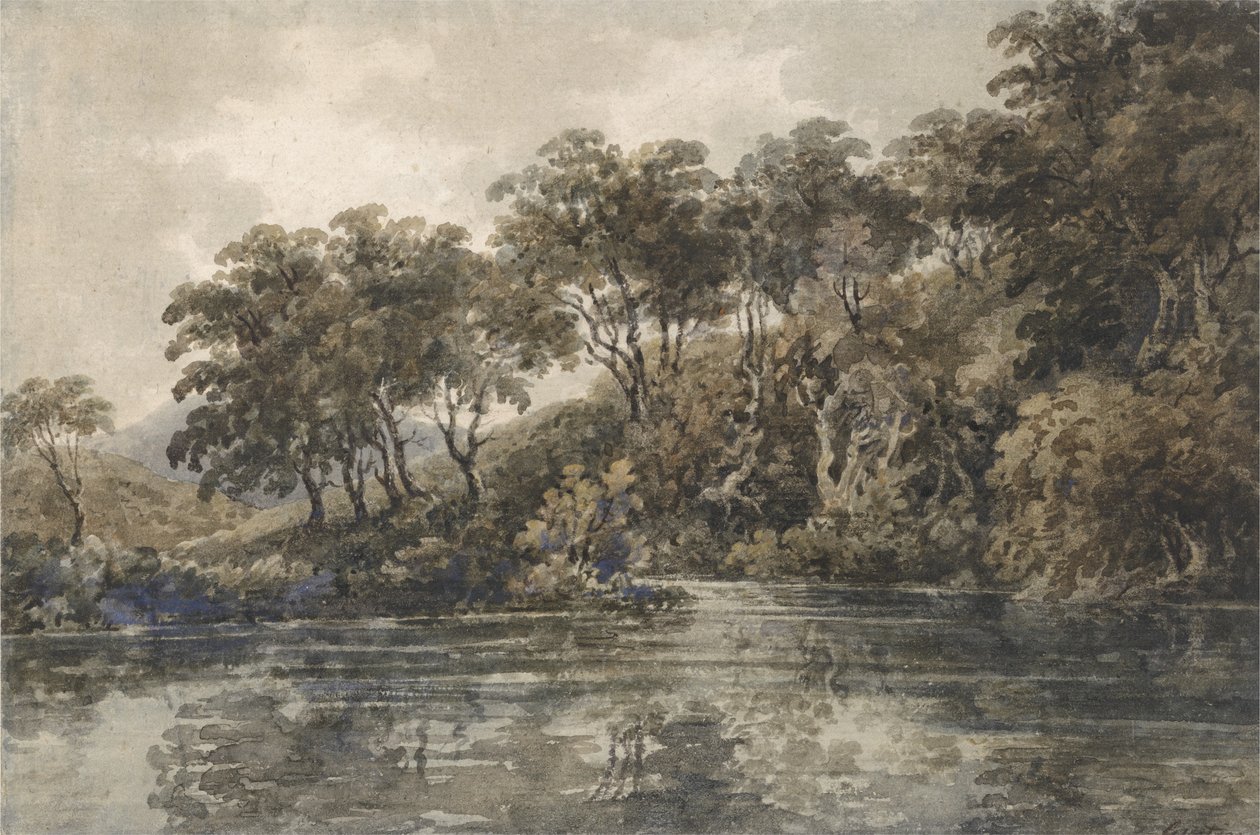 Bromley, Kent yakınlarındaki Ağaçlar ve Göletler, c.1798 (kalem üzerine w/c, kağıt üzerine gövde rengi) by Thomas Girtin