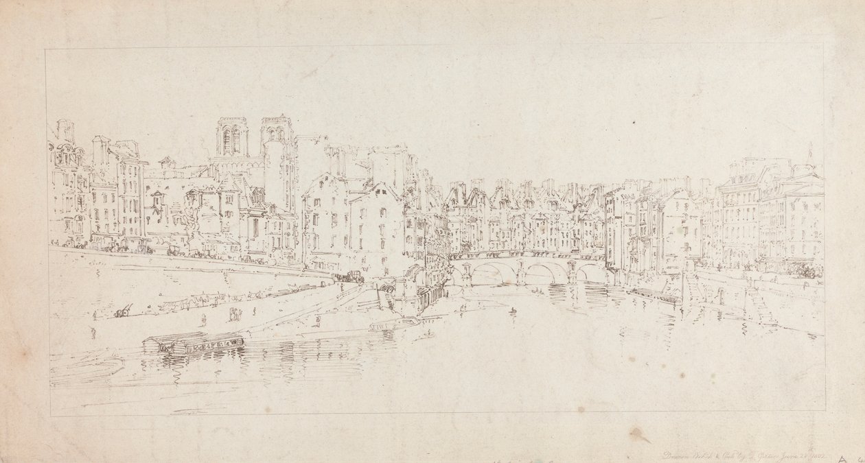 Pont Neuf'tan Pont St. Michel'in görünümü by Thomas Girtin