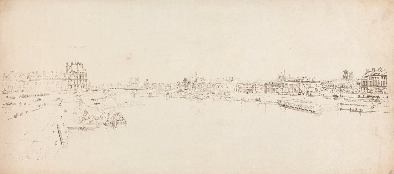 Tuileries ve Köprü'nün Pont de la Concorde'dan çekilmiş görünümü by Thomas Girtin