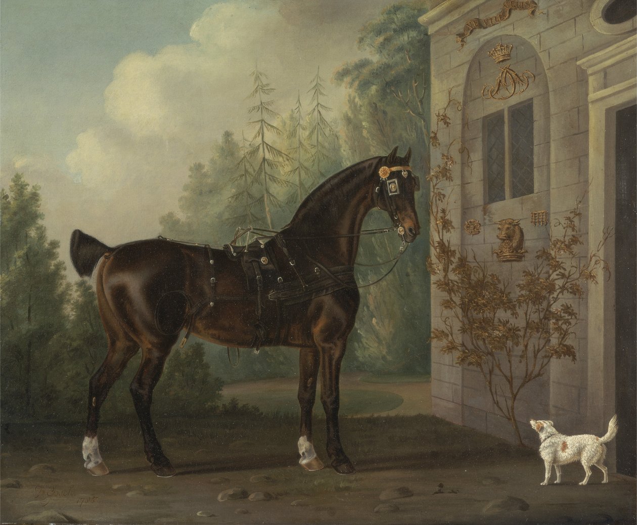Bir Teriyer ile Lord Abergavenny Dark Bay Arabası Atı by Thomas Gooch