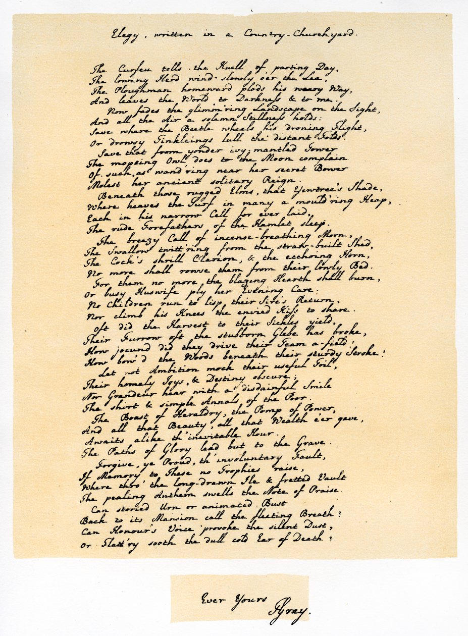 Elegy, 18 Aralık 1750