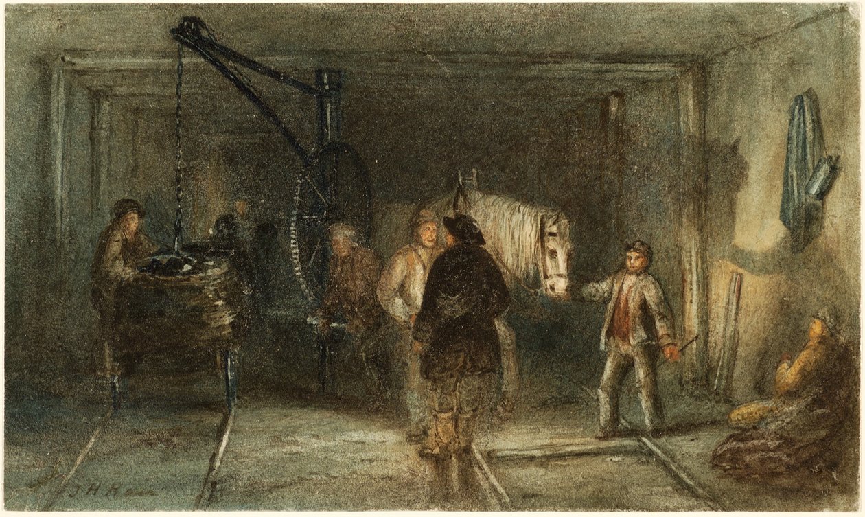 Ruloları yüklemek için vinç (kağıt üzerine sulu boya) by Thomas H. Hair