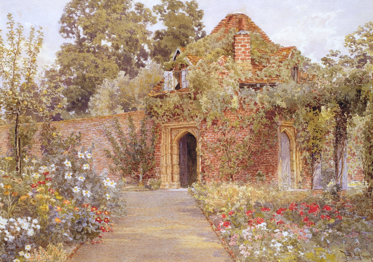Eski Bahçe Evi ile Duvarlı Bir Bahçe by Thomas H. Hunn