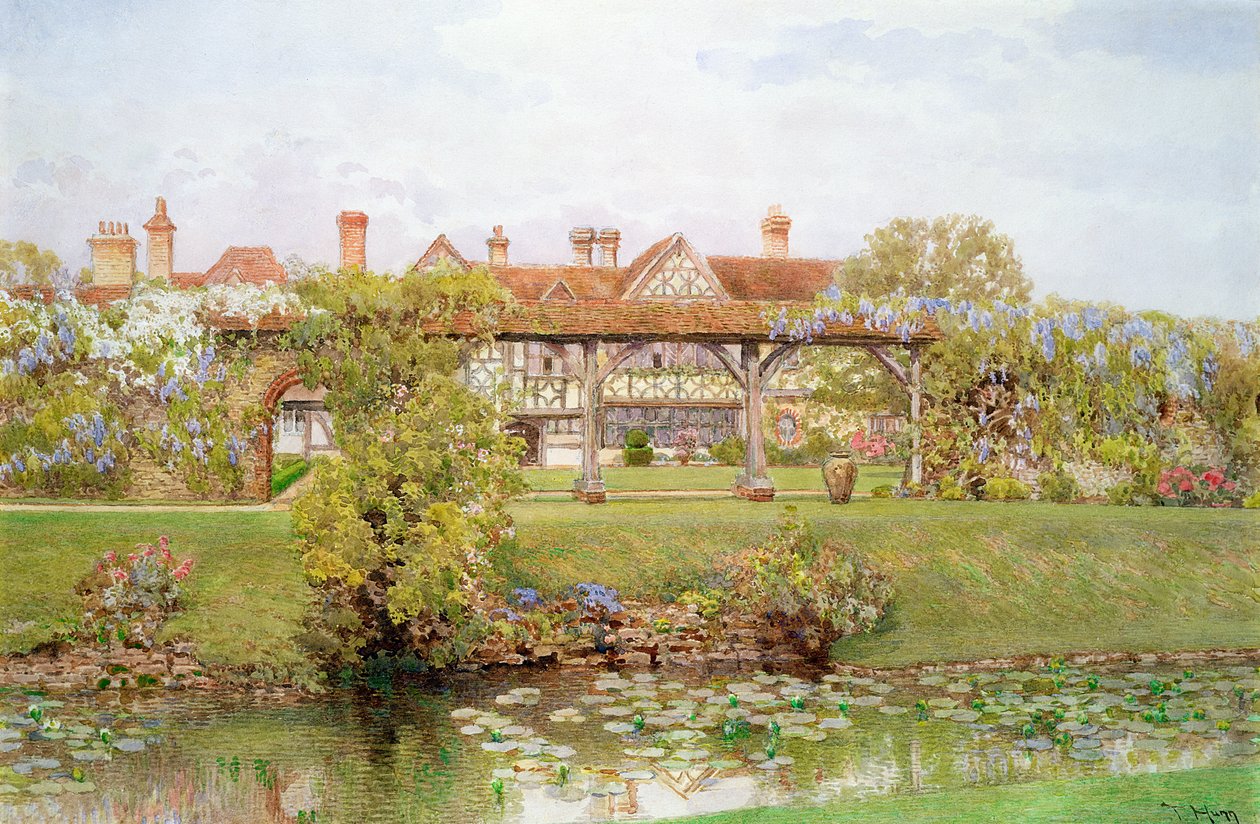 Büyük Tangley Malikanesi, Surrey, Lily Pond ve kapalı yürüyüş by Thomas H. Hunn