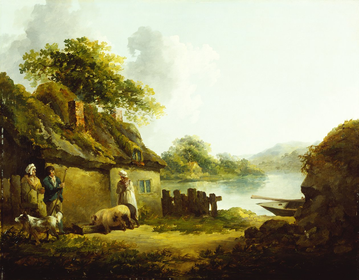 Bir Ahırın Dışında Manzarada Bir Çingene Ailesi (tuval üzerine yağlı boya) by Thomas Hand