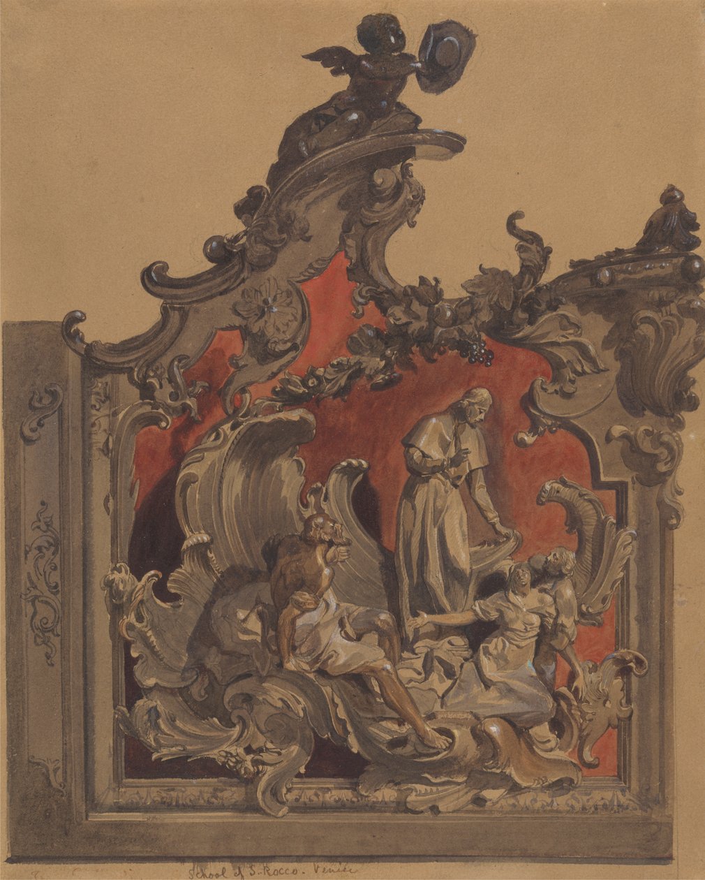 St. Rocco Okulu, Venedik, Kavisli Dekorasyon Çalışması by Thomas Hartley Cromek