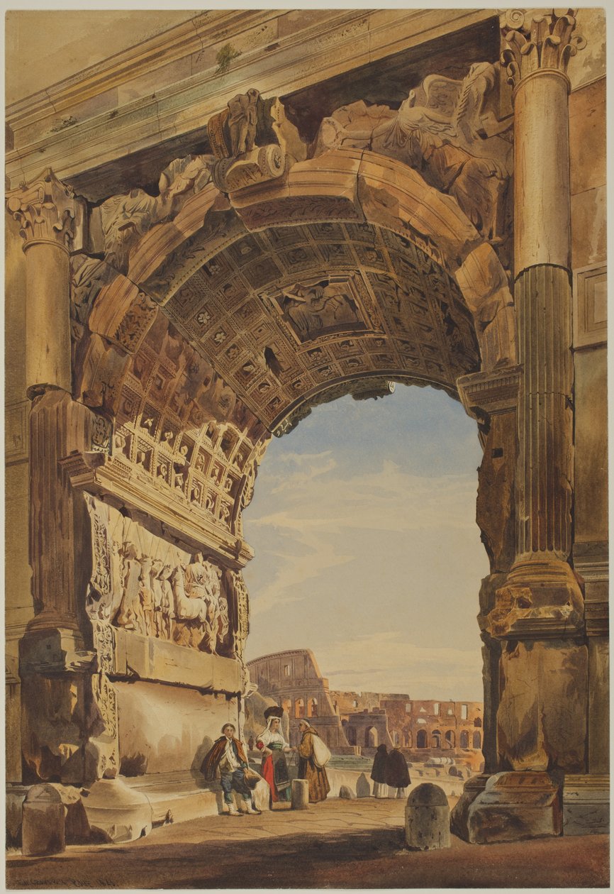 Titus Kemeri ve Kolezyum, Roma, 1846. by Thomas Hartley Cromek