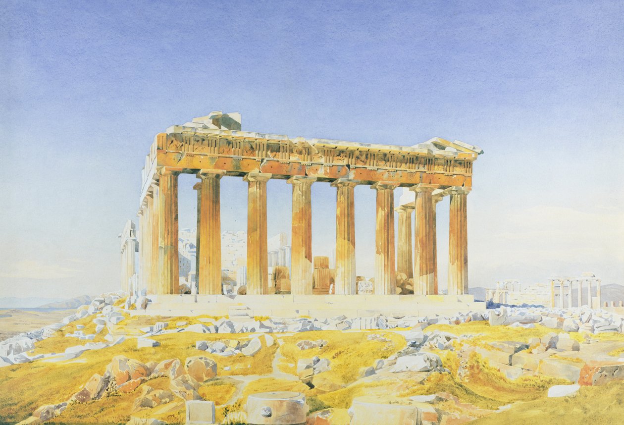 The Parthenon, c.1834 (kağıt üzerinde kurşun kalem üzerinde wc) by Thomas Hartley Cromek