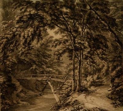 Downton, Herefordshire (gri yıkamalı kalem ve mürekkep) by Thomas Hearne