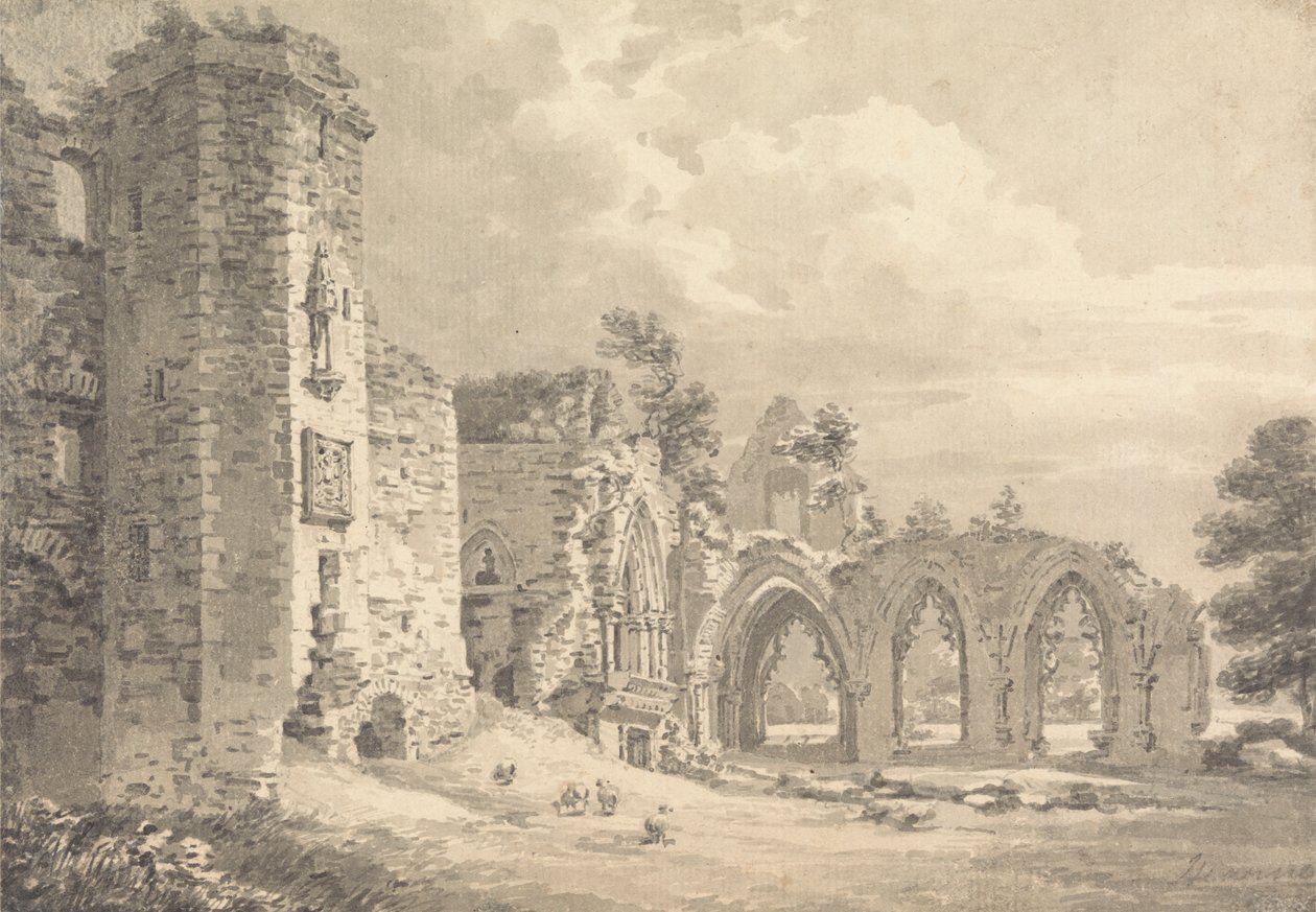 Dumfries yakınlarındaki Lincluden Koleji Harabeleri by Thomas Hearne