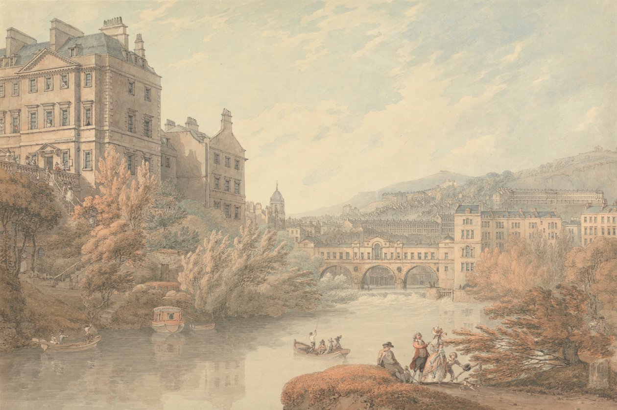 Spring Gardens'tan Bath Görünümü by Thomas Hearne