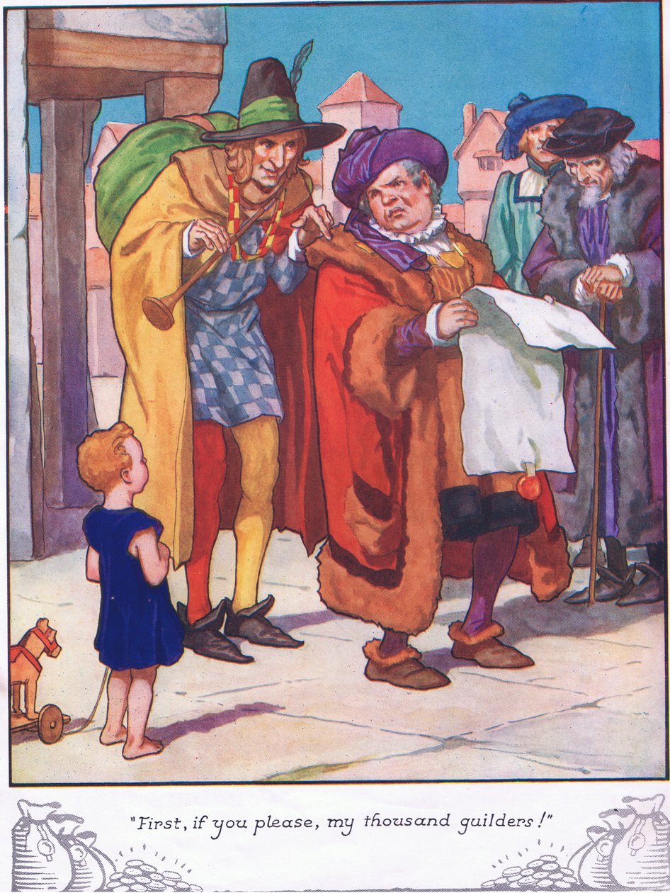 "Önce lütfen, benim bin guldenim" (renkli taş baskı) by Thomas Heath Robinson