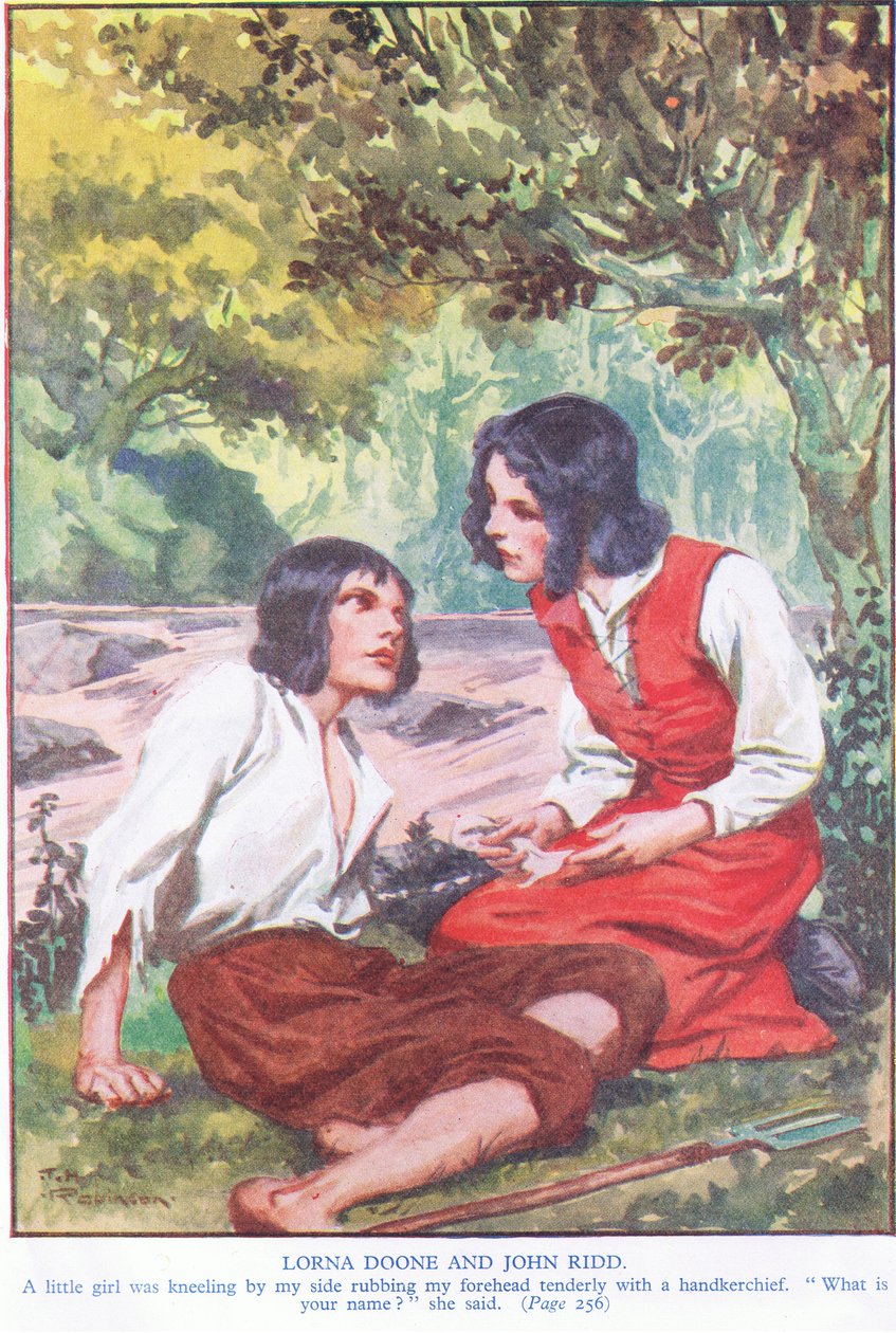 Lorna Doone ve John Ridd (renkli taş baskı) by Thomas Heath Robinson
