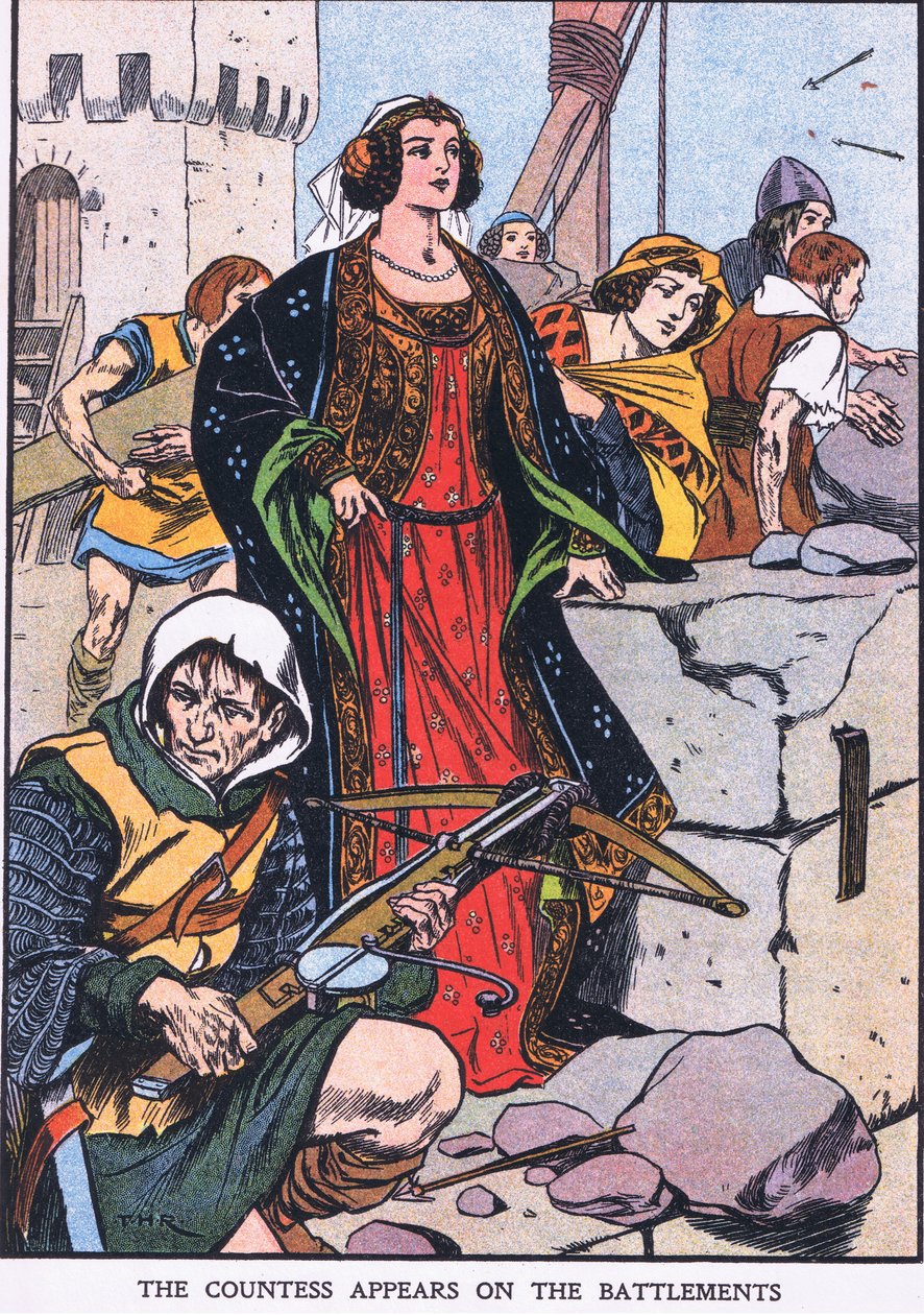 Kontes mazgalların üzerinde görünüyor (renkli taş baskı) by Thomas Heath Robinson