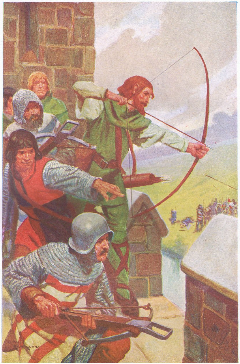 Artık birkaç hafta sürecek olan Uterysdale kuşatması başlamıştı (renkli taş baskı) by Thomas Heath Robinson