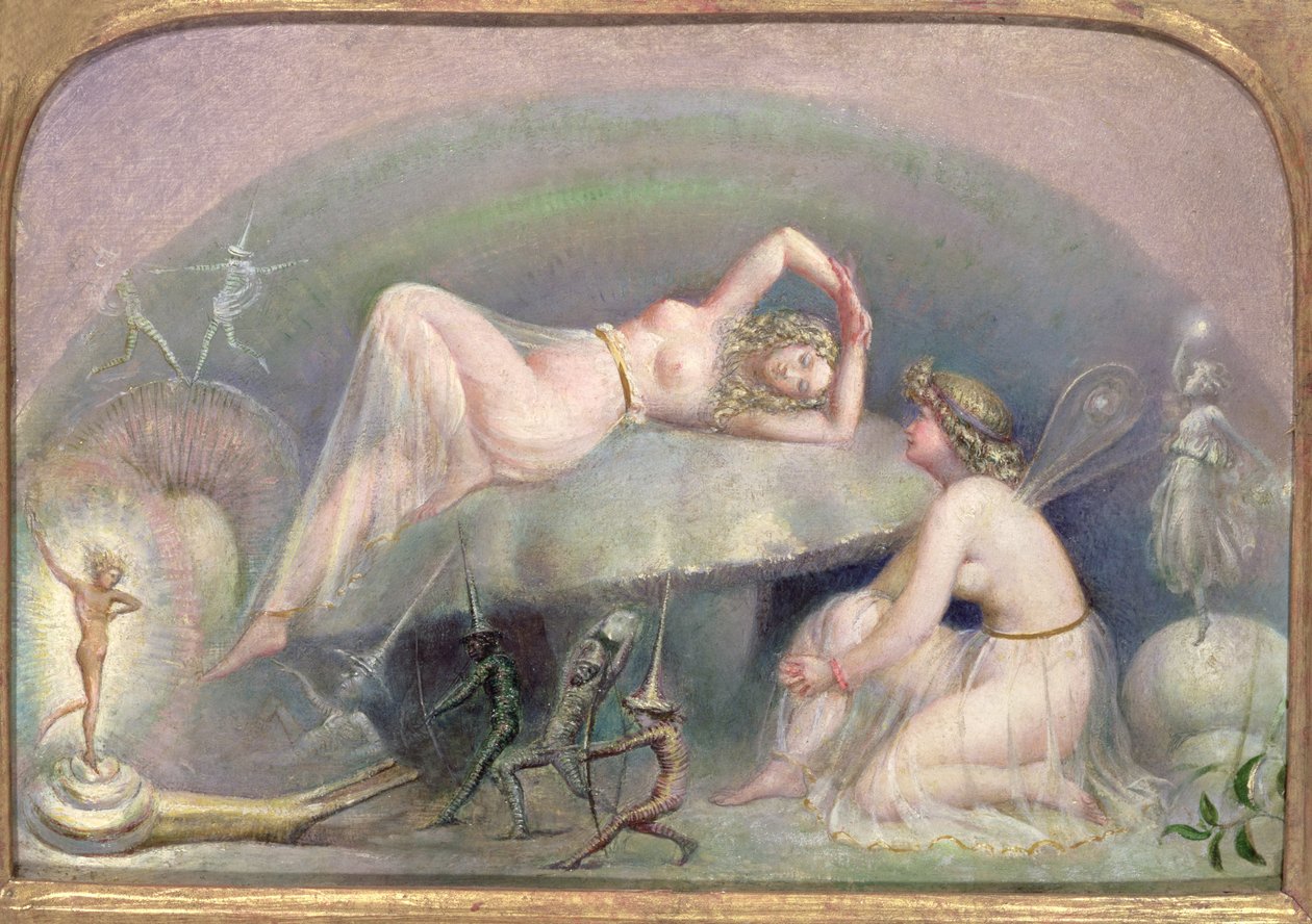 Bir Mantarın Üzerinde Dinlenen Peri, 1860 dolayları by Thomas Heatherley