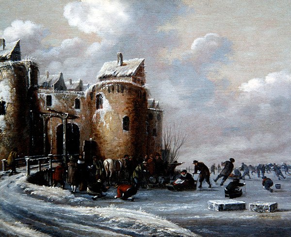 Güçlendirilmiş Geçit Evinin Yanında Patencilerle Bir Kış Manzarası by Thomas Heeremans