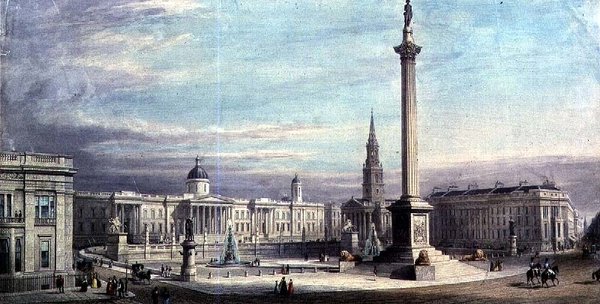 G. Moore 1842 tarafından Trafalgar Meydanı düzeni için tasarım by Thomas Higham