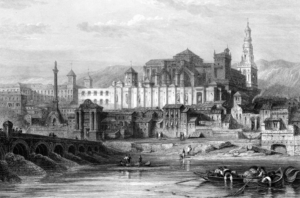 Büyük cami ve Engizisyon zindanı, Cordoba, İspanya, 19. yüzyıl. by Thomas Higham