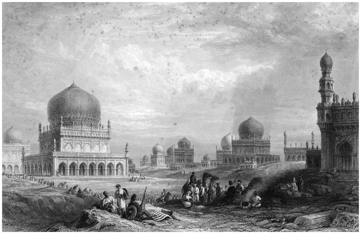 Golconda Krallarının Mezarları, Andhra Pradesh, Hindistan, 1844. by Thomas Higham