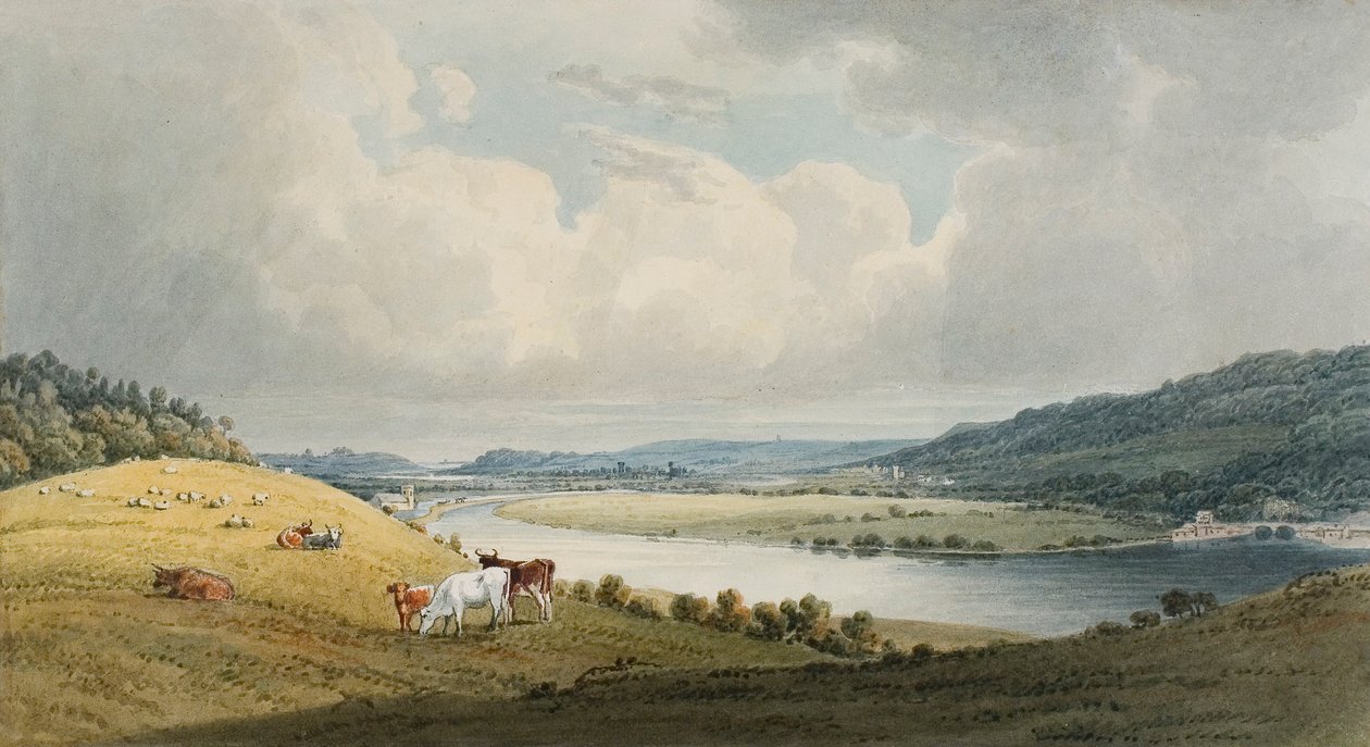 Kuzeyden Llantwit, Cadoxton ve Neath (kağıt üzerine sulu boya ve kalem) by Thomas Hornor