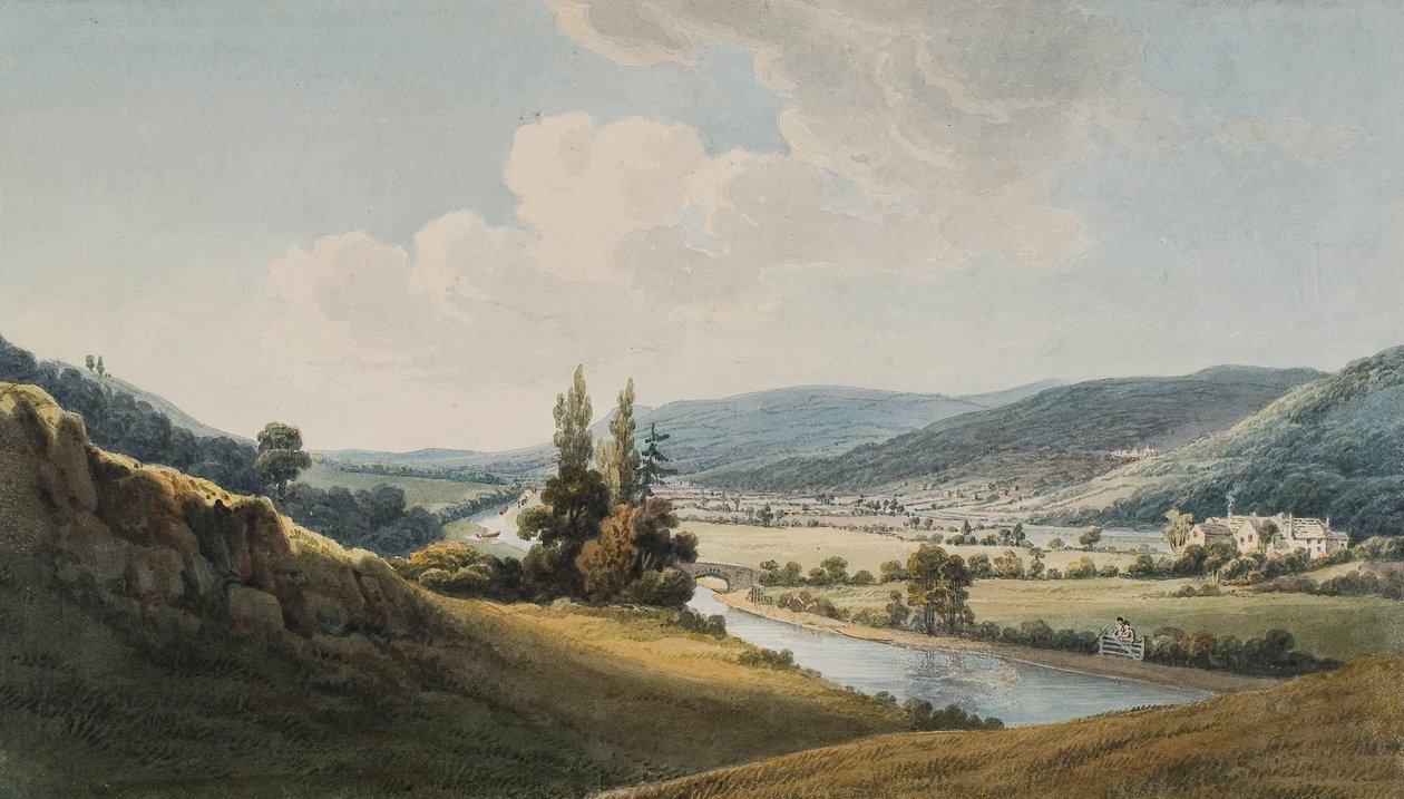 Neath Vadisi, Sağdaki Melincourt (kağıt üzerine sulu boya ve karakalem) by Thomas Hornor