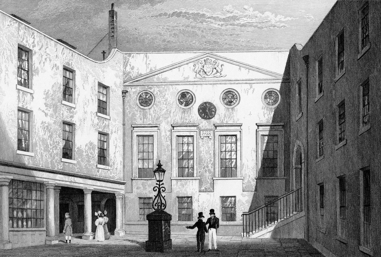 Eczacılar Salonu, Pilgrim St., Blackfriars, J. Hinchliff tarafından oyulmuş, 1831 by Thomas Hosmer Shepherd