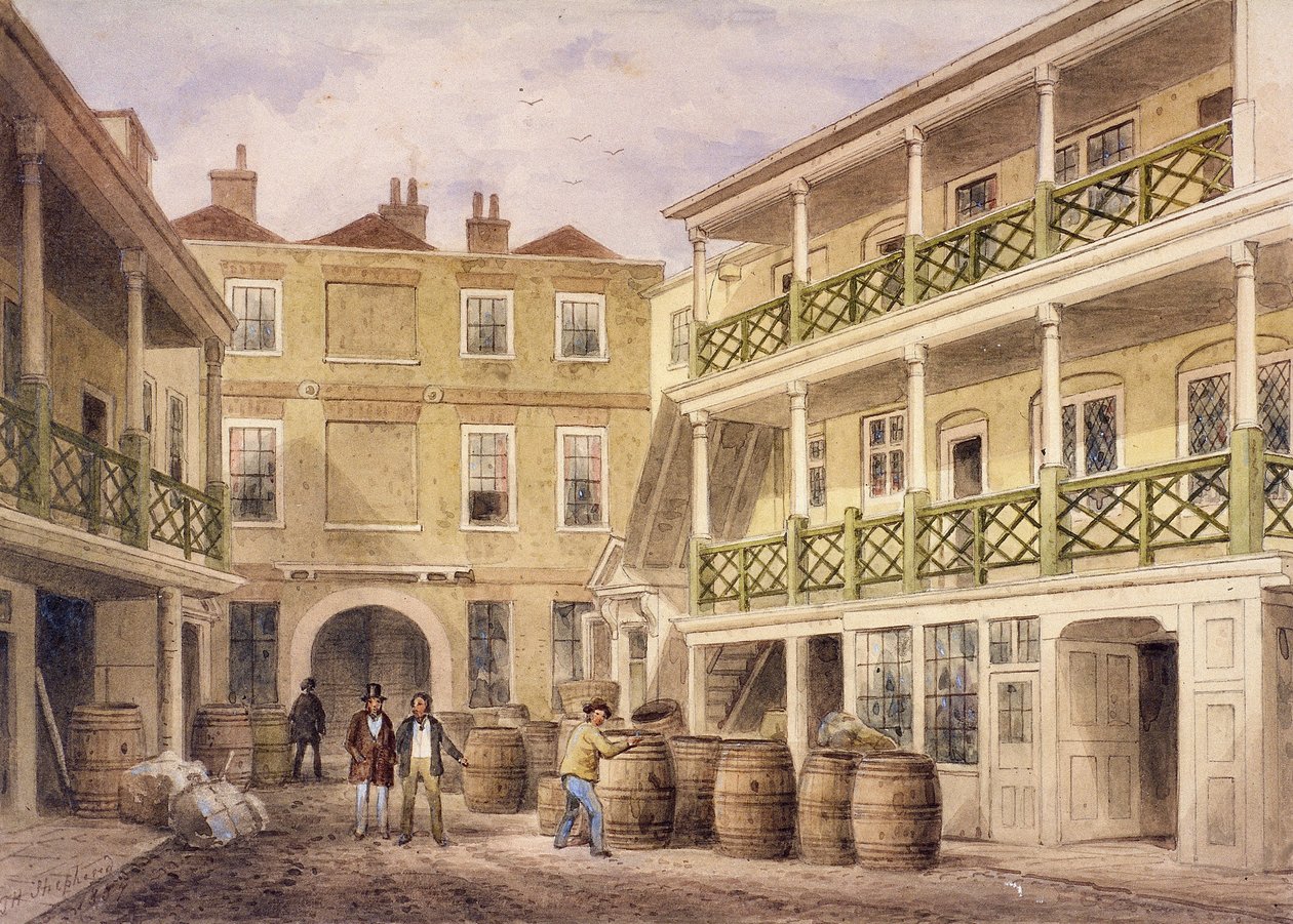 Bell Inn, Aldersgate Caddesi, Londra, 1857 by Thomas Hosmer Shepherd