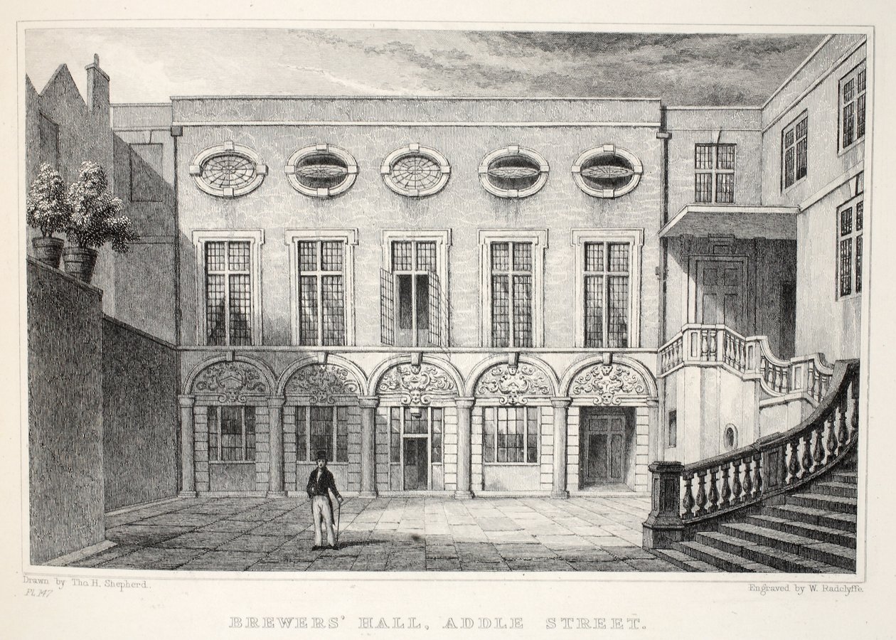 Londra'dan Brewer's Hall, Addle Caddesi ve Ondokuzuncu Yüzyıl barındaki Çevre. Jones und Co., 1827-1829 by Thomas Hosmer Shepherd