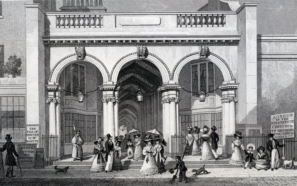 Burlington Arcade, Picadilly, William Tombleson tarafından kazınmış, 1828 by Thomas Hosmer Shepherd