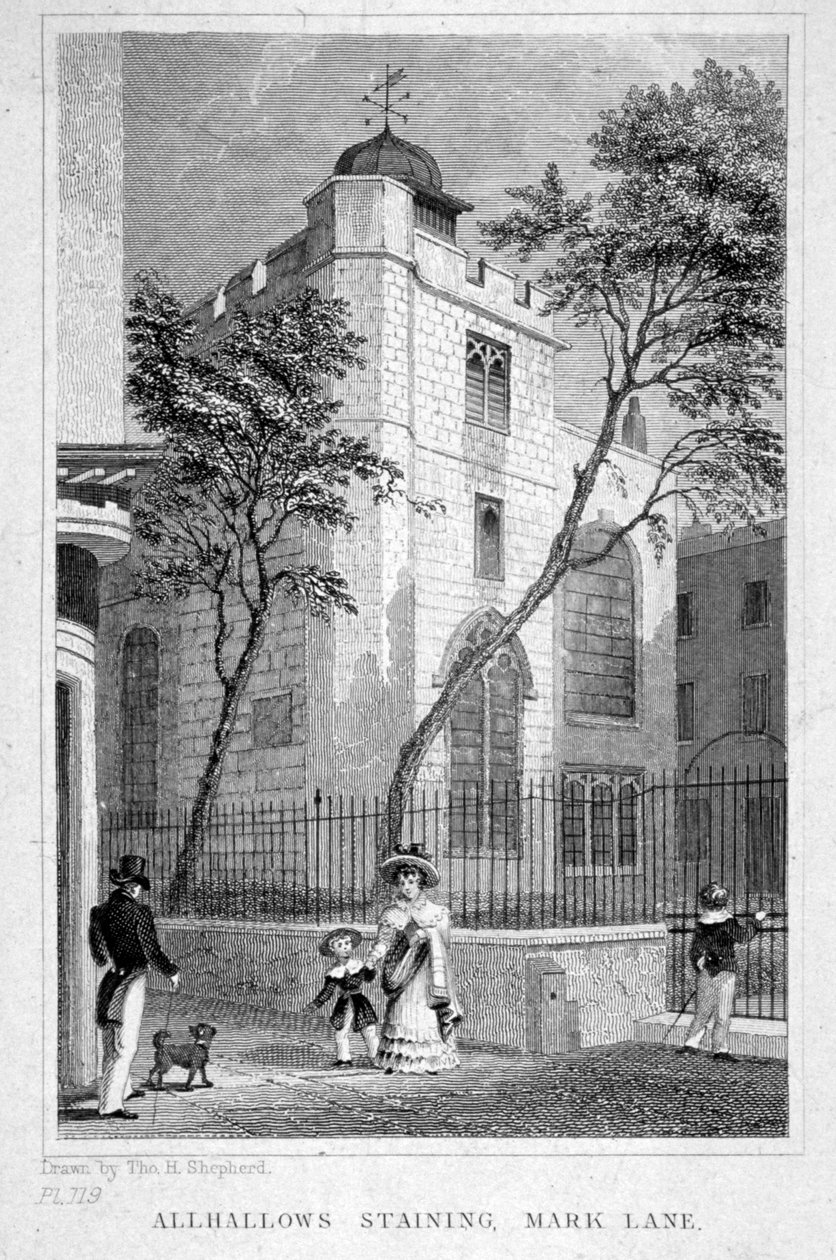 All Hallows Boyama Kilisesi, Londra, 1829 by Thomas Hosmer Shepherd