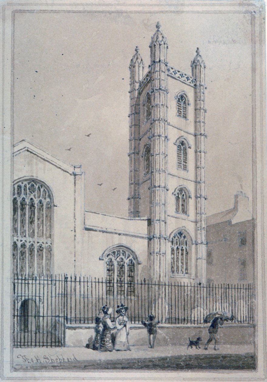 St Mary Aldermary Kilisesi, Londra Şehri, 1830 by Thomas Hosmer Shepherd