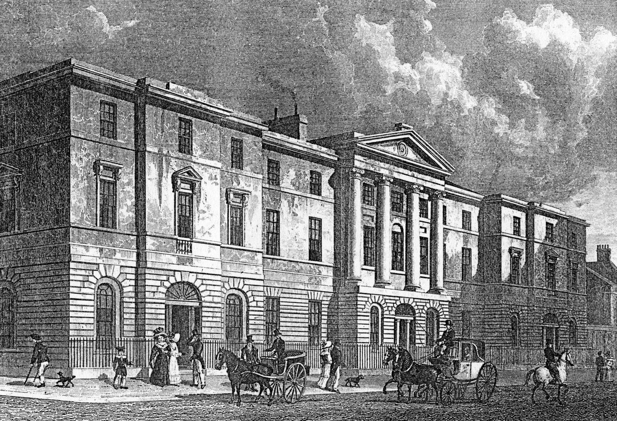 Değişim Binaları, Leith, T. Higham tarafından kazınmış, 1830 by Thomas Hosmer Shepherd