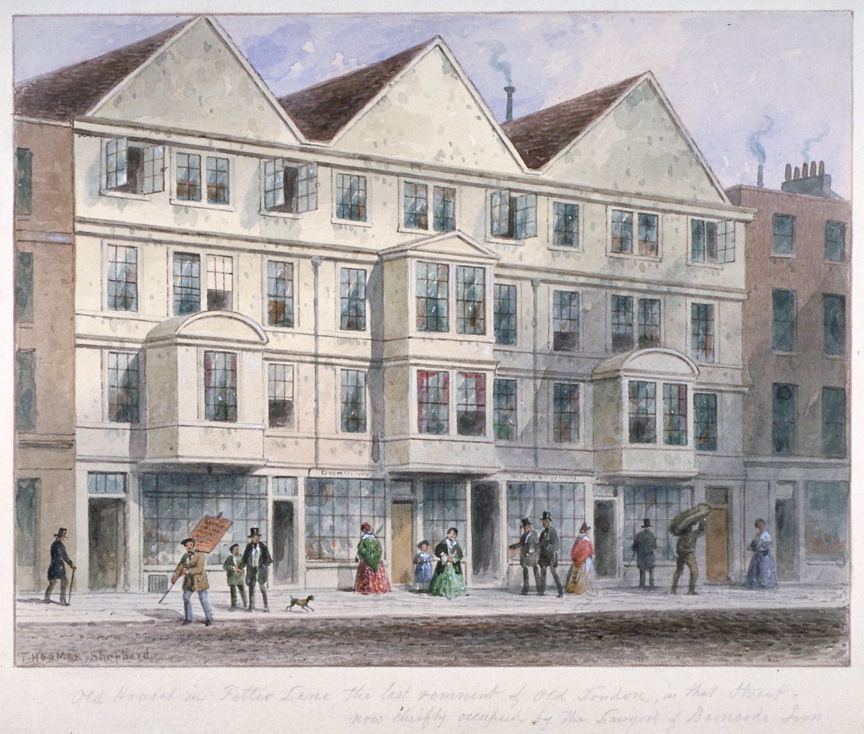 Fetter Lane, Londra Şehri, 1855 by Thomas Hosmer Shepherd
