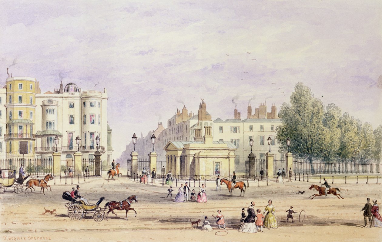Grosvenor Kapısı ve Yeni Loca, 1851 by Thomas Hosmer Shepherd