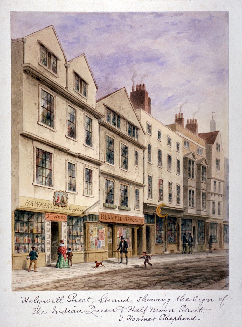Holywell Caddesi, Westminster, Londra, c1853 by Thomas Hosmer Shepherd