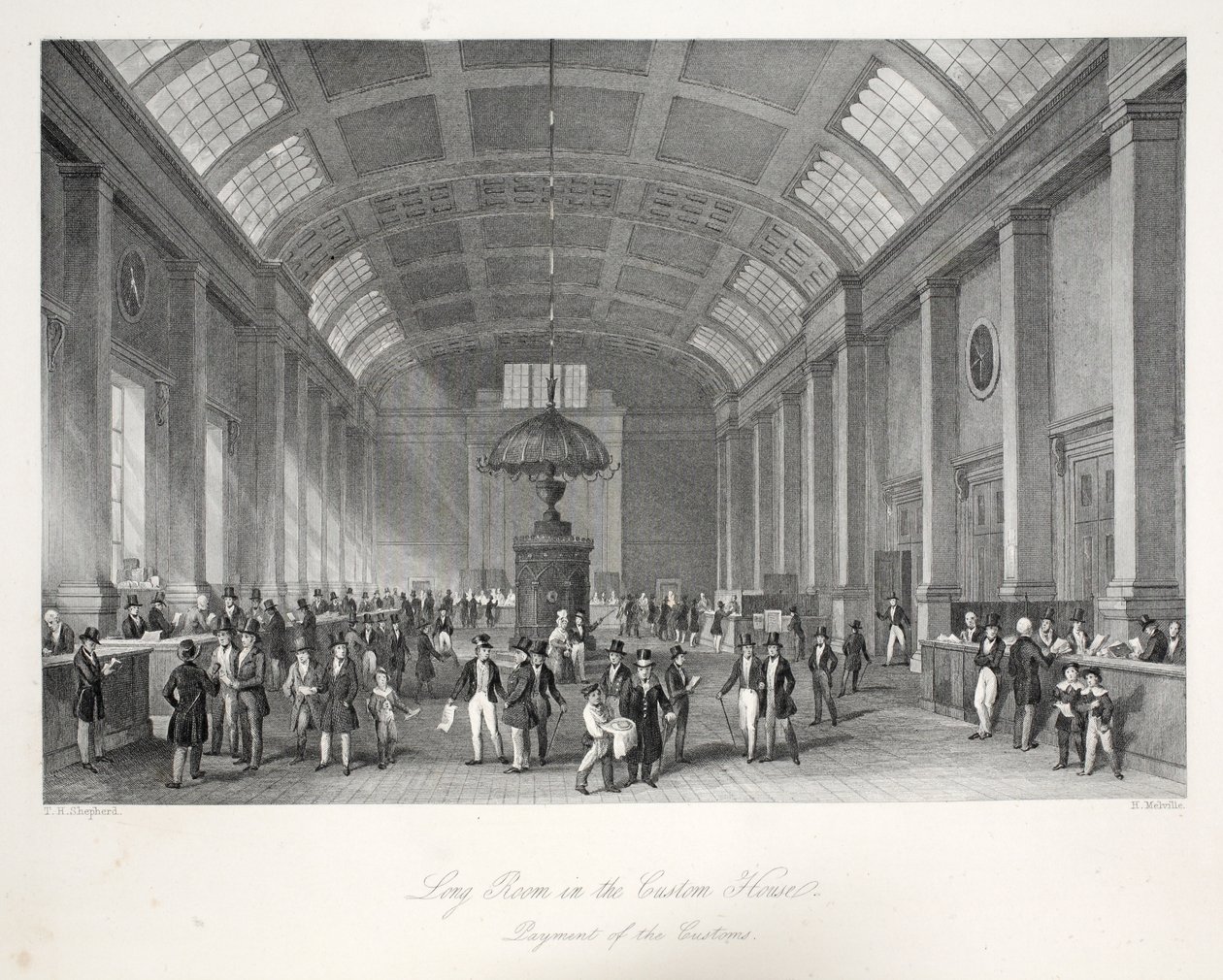 Özel Evdeki Uzun Oda, 'Kostümleri ve Törenleriyle Londra İç Mekanları' pub'ından. Joseph Mead, Londra, c.1843 (çelik oyma) by Thomas Hosmer Shepherd